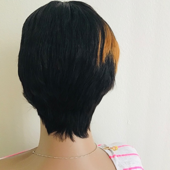 Women Wig Highlight Short Cut Full Machine Made No Lace Human Wig With Bang - Picture 2 of 4